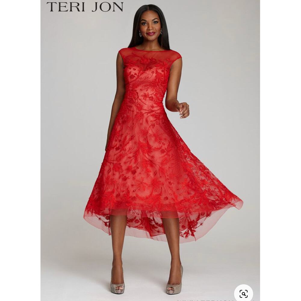 Teri Jon Red Lace Women Dress